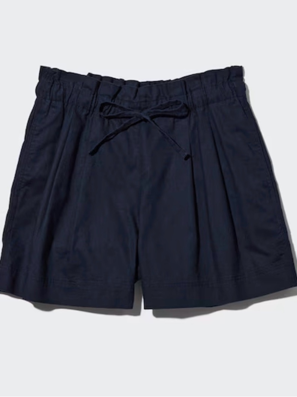 Uniqlo Navy Linen Blend Pleated Shorts